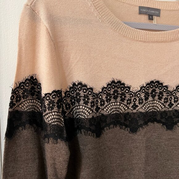 Vince Camuto Two-Tone Small Crew Neck Sweater - Picture 4 of 4